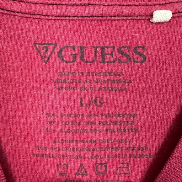 Guess Jeans Mens Large T-Shirt Graphic Tee Red Short Sleeve Crewneck Casual EUC - Picture 4 of 7
